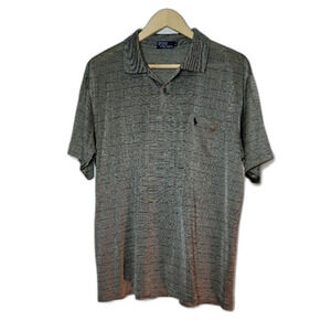 Vintage Polo Ralph Lauren 100% Silk Polo XL Gray Multicolor Grid Excellent
